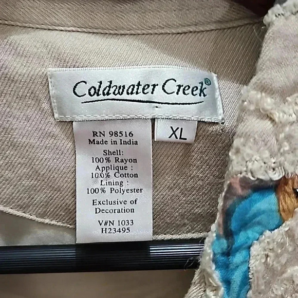 Coldwater Creek Gray Green Embroidered Jacket Sz XL - Picture 3 of 7